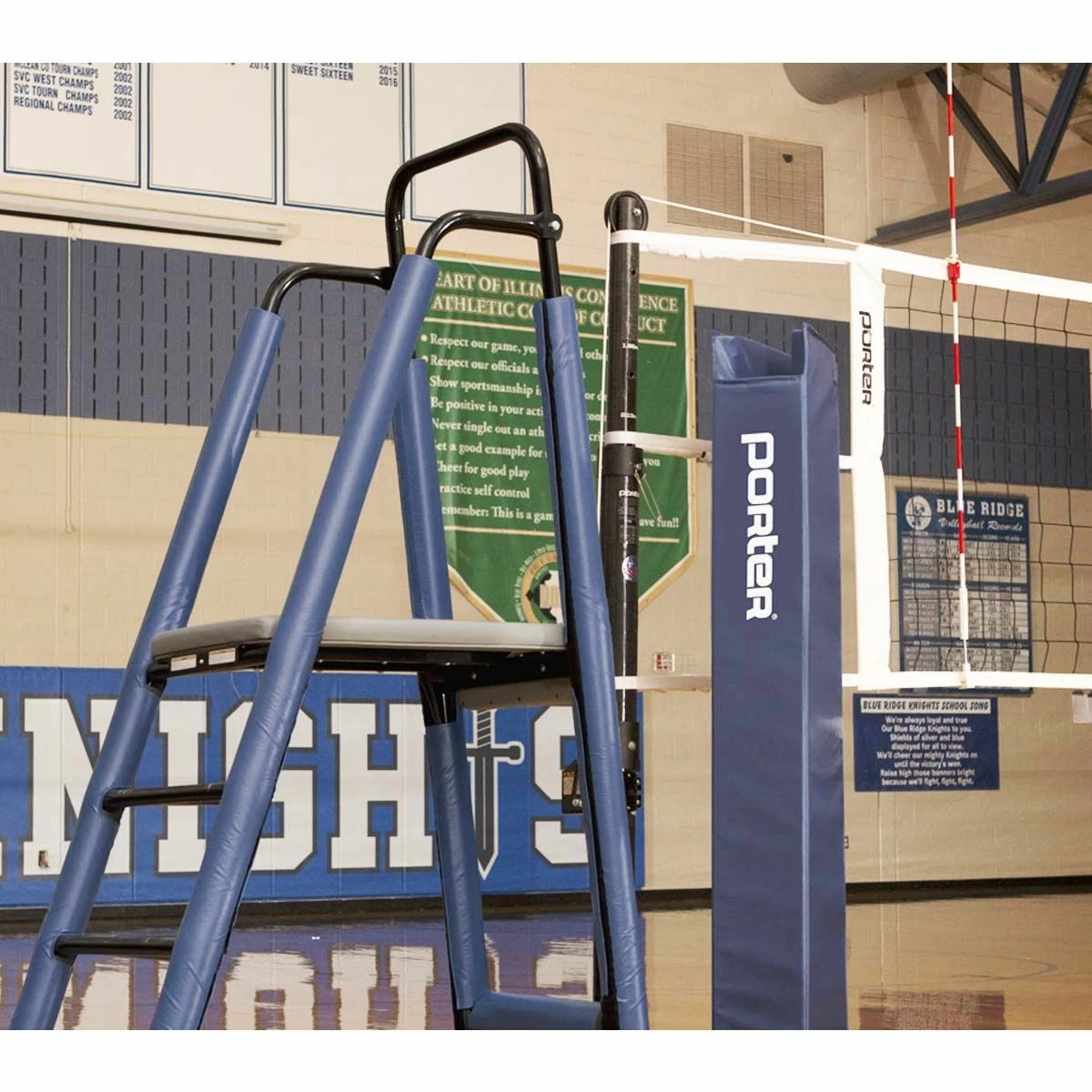 Porter Powr-Carbon II 3" International Volleyball Net System Package w/ Ref Stand 4 Porter Powr-Carbon II 3" International Volleyball Net System Package w/ Ref Stand - Image 4