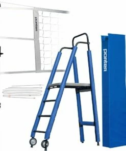 Porter Powr-Carbon II 3" International Volleyball Net System Package w/ Ref Stand