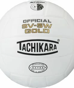 Tachikara SV5WGold Leather Game Volleyball, White