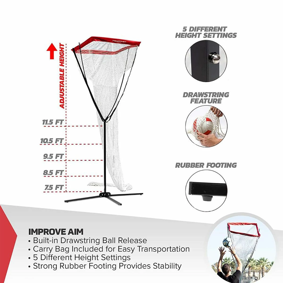 POWERNET Volleyball Setter Trainer Net 2 POWERNET Volleyball Setter Trainer Net - Image 2