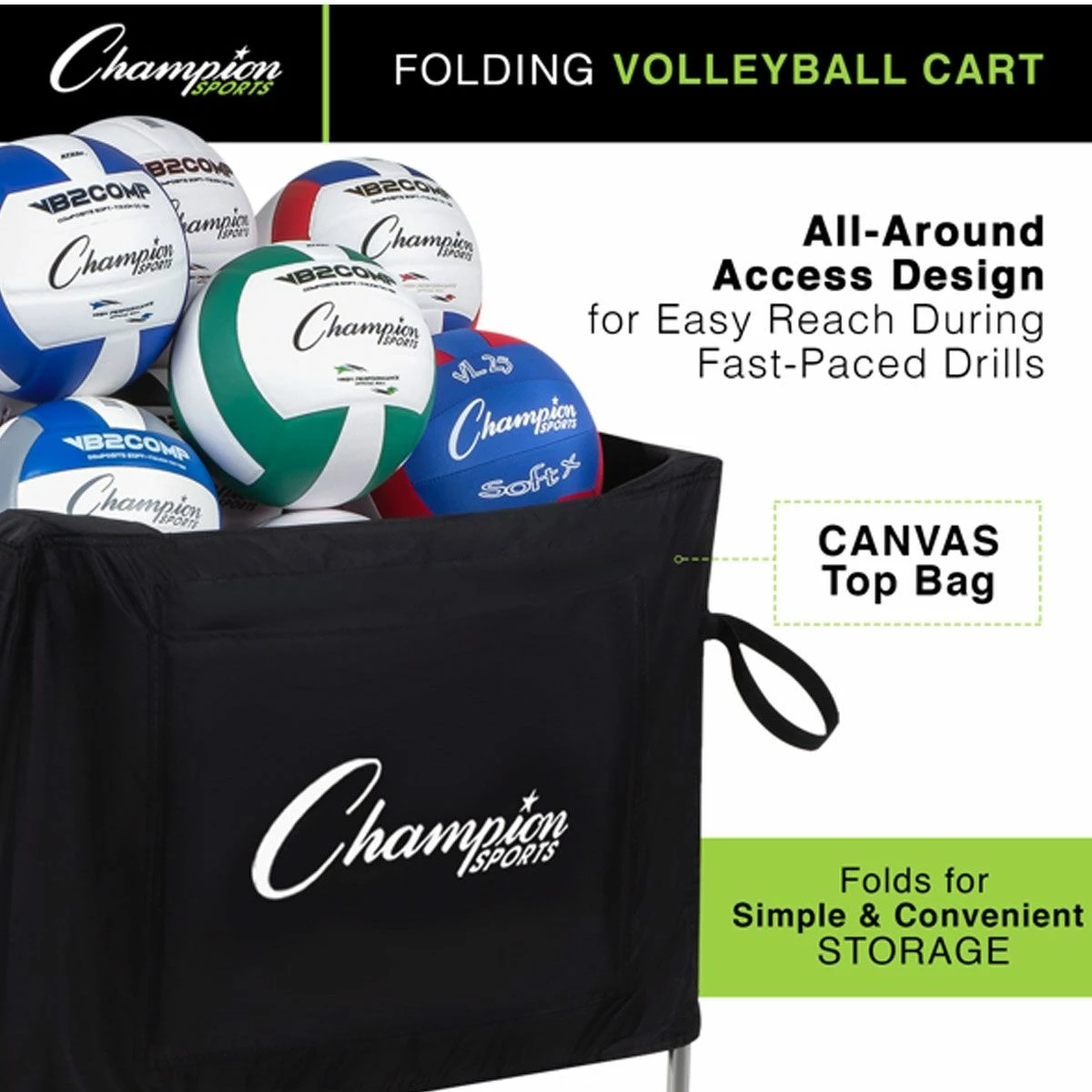 Champion Folding Volleyball Cart, VBCART 4 Champion Folding Volleyball Cart, VBCART - Image 4