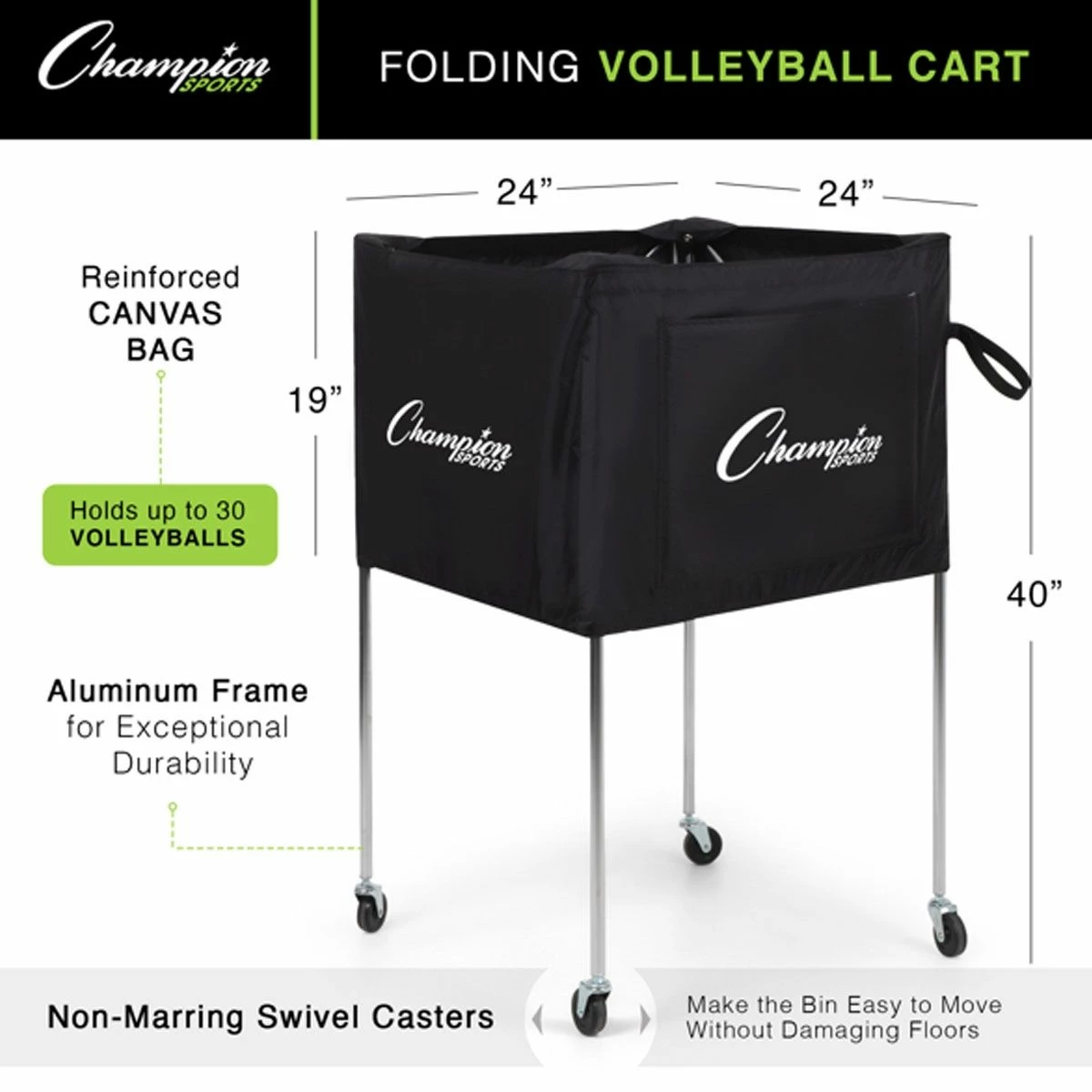 Champion Folding Volleyball Cart, VBCART 3 Champion Folding Volleyball Cart, VBCART - Image 3